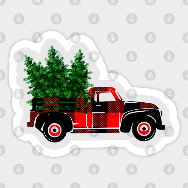 Truck Plaid Merry Chritsmas Gift Sticker by igzine